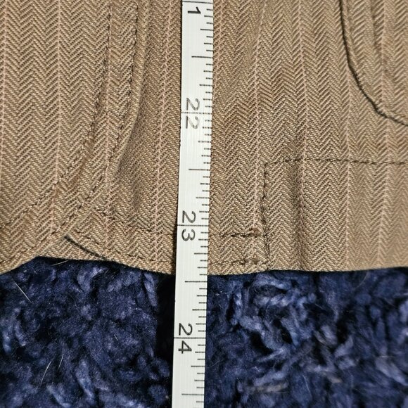 Sonoma Women’s XL Tan Pink Stripe Herringbone Cotton Jacket Lightweight Unlined - Picture 10 of 13